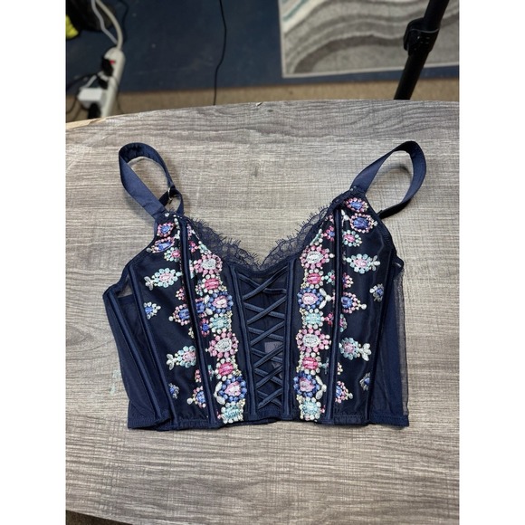 Victoria's Secret Dream Angels Bejeweled Embroidered Corset Boned Bra Top Xs NWT - Picture 3 of 7
